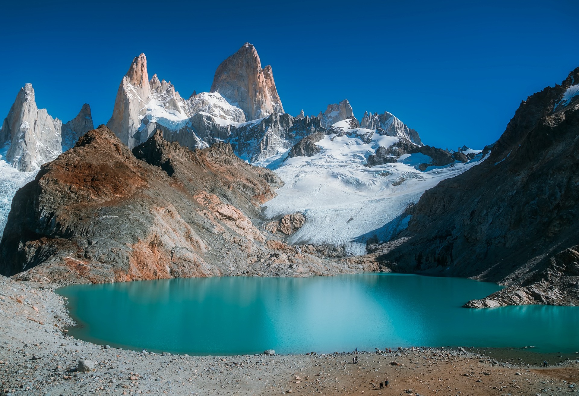 Mount Fitz Roy Patagonien – Granitgipfel mit Gletschern und türkisfarbenem See, Argentinien