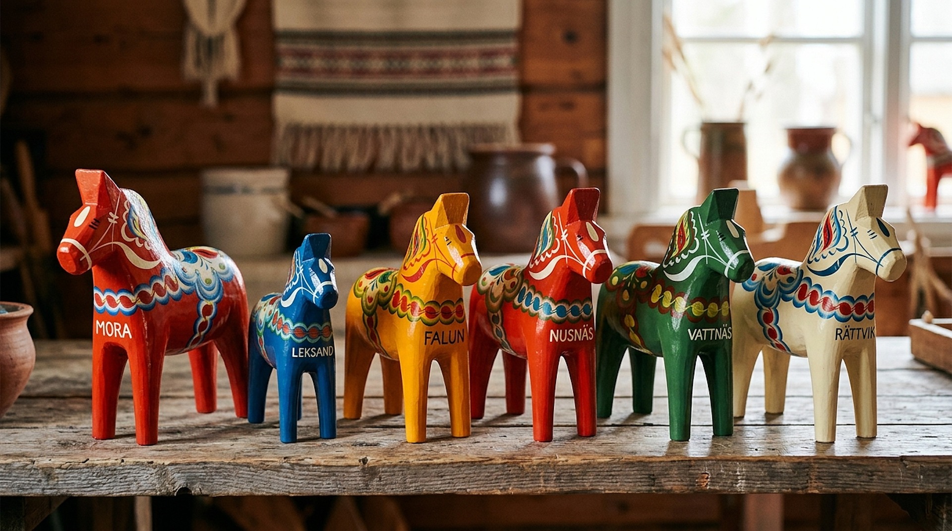 Holzpferde aus Schweden – Souvenir aus Mora mit typischer Volkskunst, Schweden