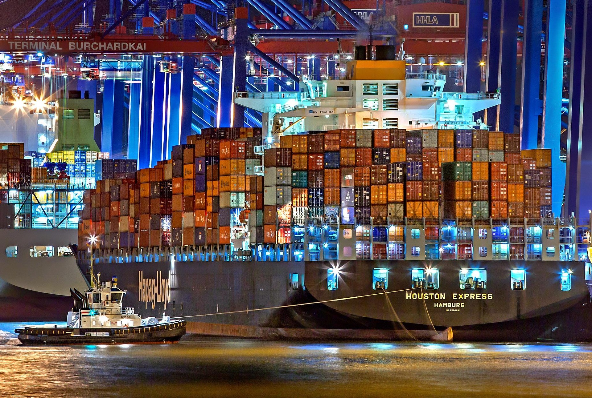 Hamburg – Containerschiff Houston Express der Hapag-Lloyd im Hafen, Hamburg, Deutschland